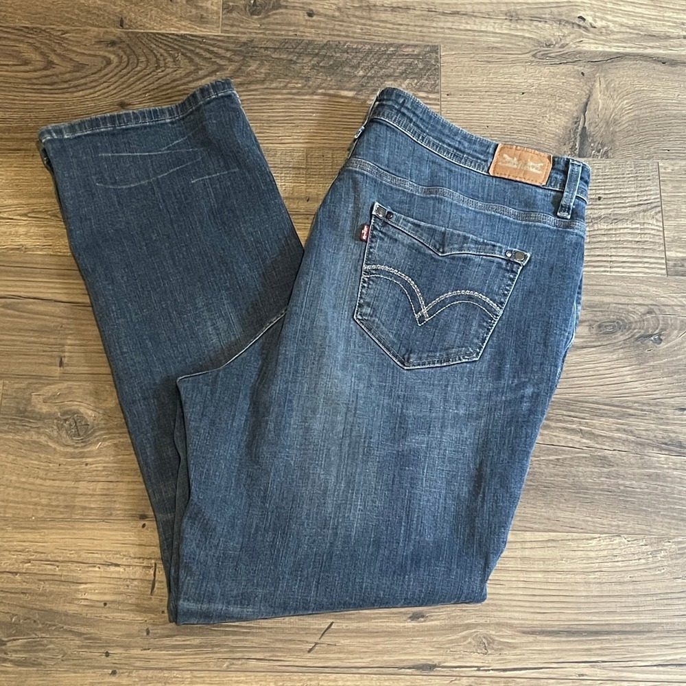 Levis 580 Defined Waist Straight Leg Jeans Womens 20W Medium Wash Blue Denim